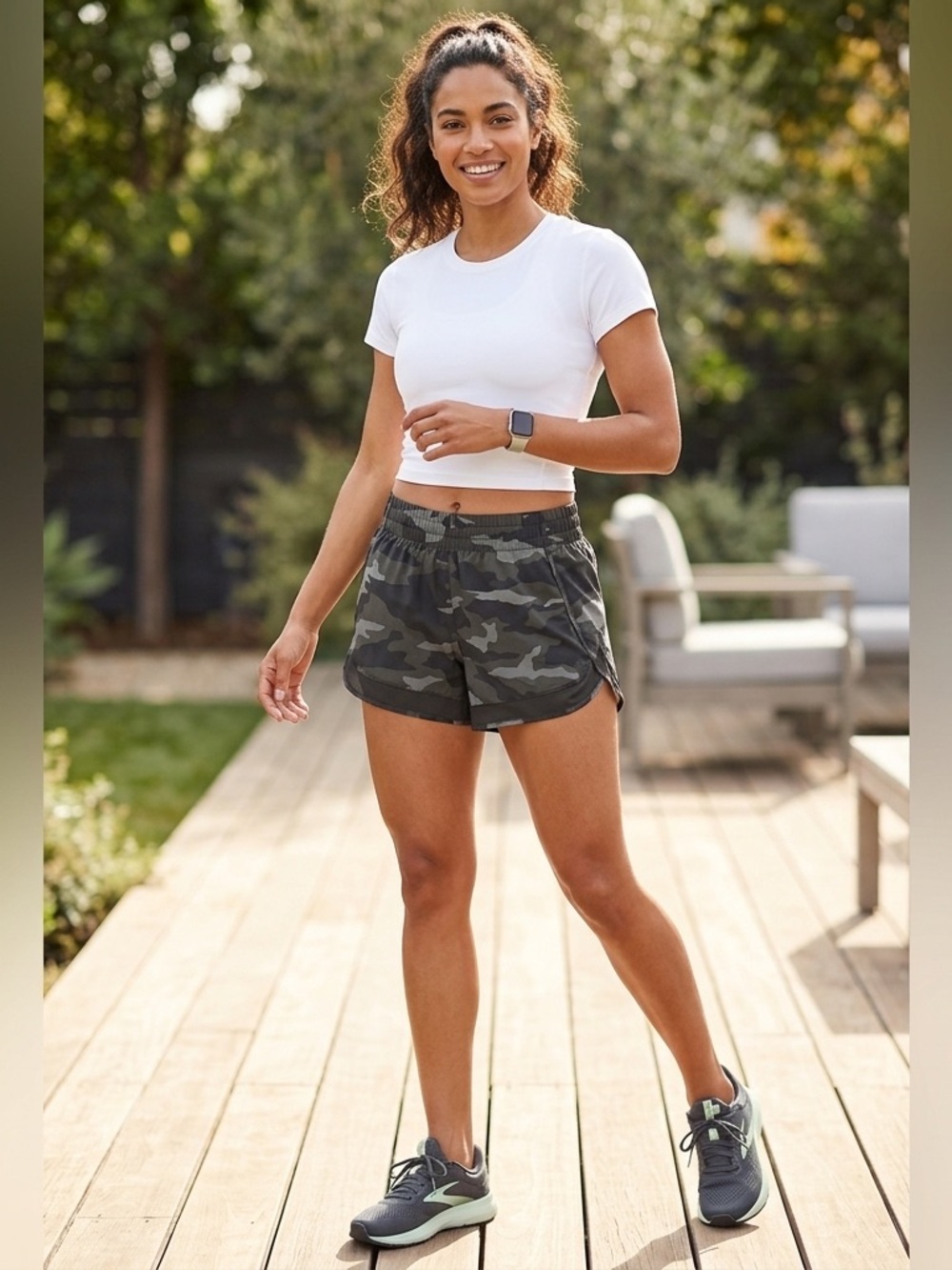Athleta Women's Camo Athletic Shorts - Black/Gray